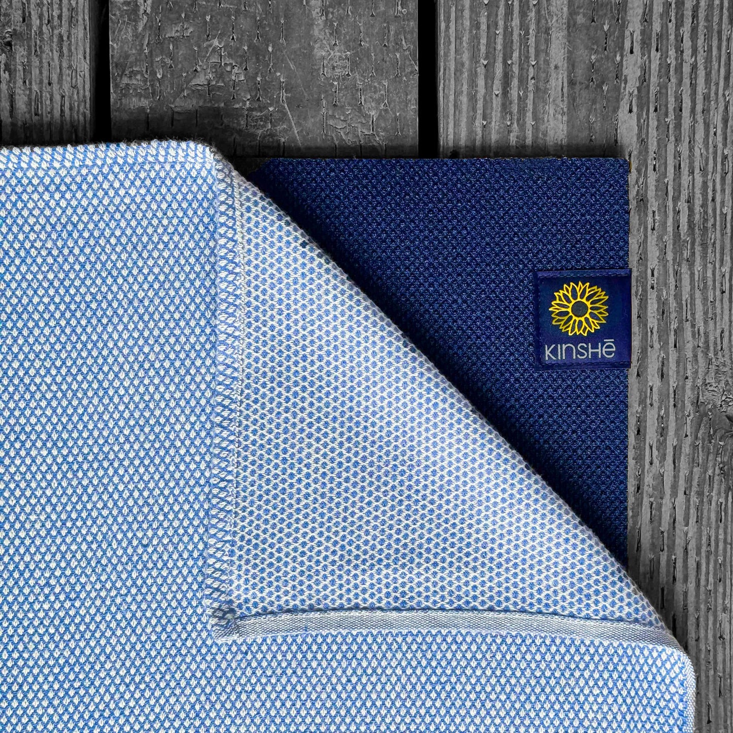 A Havana blue color swatch of Kinshe Yoga's premium Turkish cotton yoga towel.
