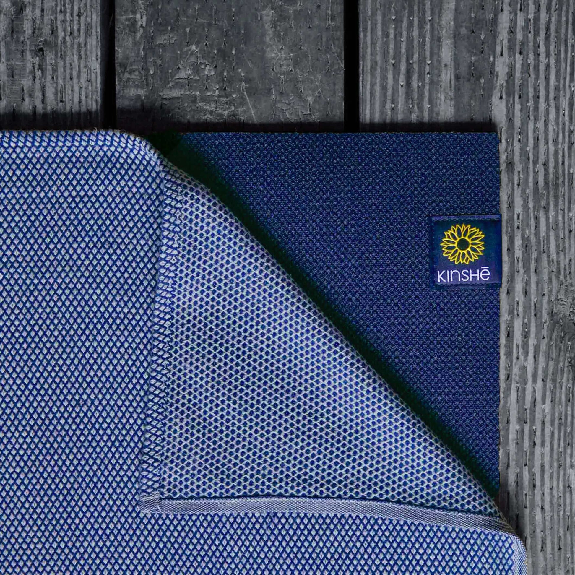 A Neptune blue color swatch of Kinshe Yoga's premium Turkish cotton yoga towel.